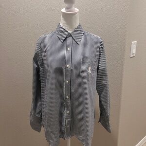 Ralph Lauren Navy and White Striped Men's Shirt